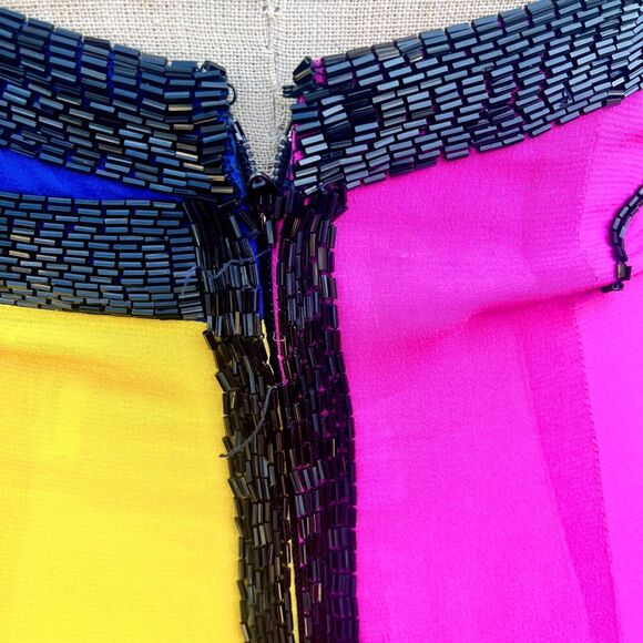 Vintage 1990 Fabrice Simon Couture Dress Beaded Silk NYC Size 10 - Picture 8 of 12